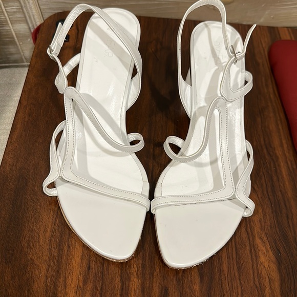 Brand New by FAR Brigette Optic White Leather Sandals - Picture 1 of 5